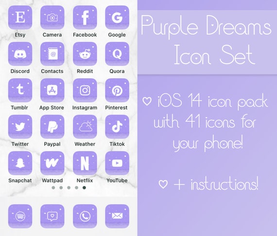 Purple App Icons 41 Pack For Customizing Home Screen In New Etsy