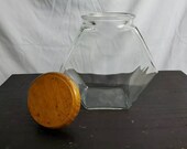 Vintage Large Glass Pipe Tobacco Cigar Jar Wood Lid Humidor. B-37a. B-37b.
