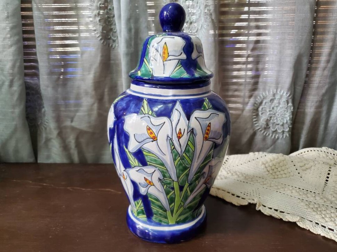 Mexican Talavera Calla Lily Hand Painted Pottery 12 Ginger Etsy