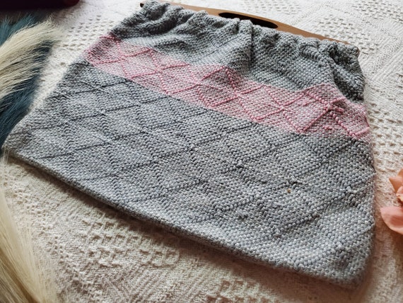 Vintage Knit Macrame Crochet Wood Handle Purse Ha… - image 4
