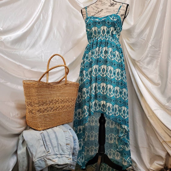 XXI by Forever 21 Teal Blue Sleeveless Halter Size M Maxi High low