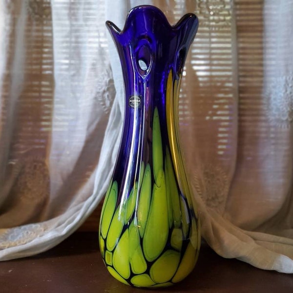 Tall Glass Vase Made in Poland Etsy