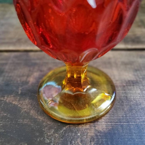 Fenton Swung Glass fenton Vase Orange Amberina. shops 20in Tall Vintage MCM. C-772