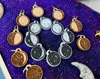 Lunar Phases Stitch Marker Set