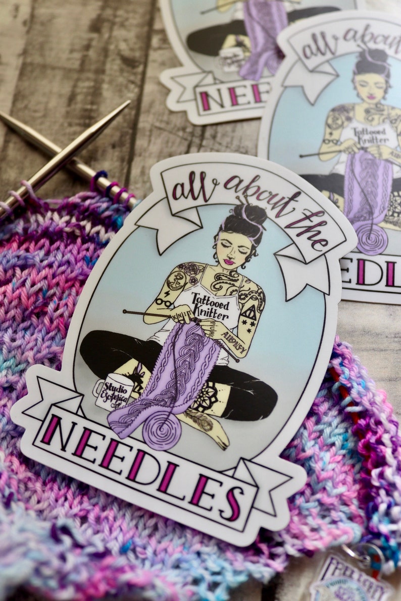 Sticker: All About the Needles Tattooed Knitter - Etsy