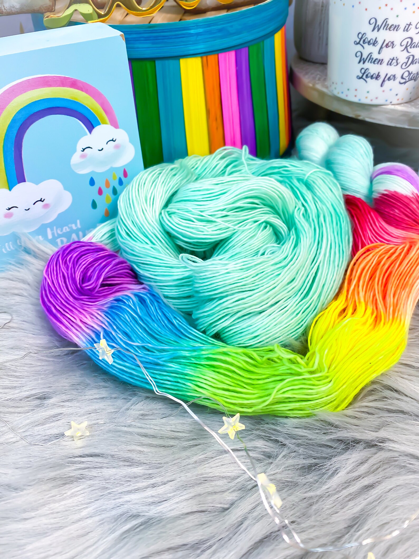 Mint Rainbow Indie Dyed Yarn Etsy