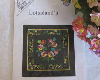 Floral Wall Quilt Applique Pattern, Lotusland's Wall Quilt, Applique Quilting Pattern, Sewing Pattern, Vintage Quilting Pattern