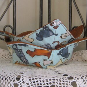 Cartoon Dog Breed Microwave Bowl Cozy, Reversible Bowl Cozies, Quilted Hot Pads, Pot Holder Microwave, Cartoon Dog Microwave Hot Bowl Cozy