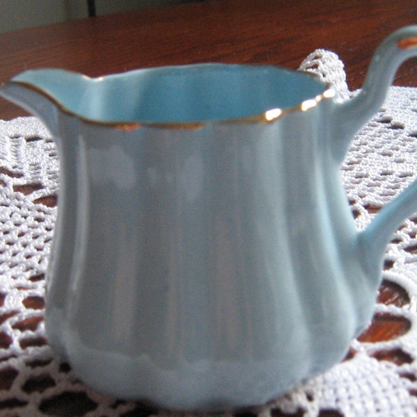 Robins Egg Blue Cream Pitcher by Royal Stuart Spencer Stevenson, Milk Pitcher Royal Stuart England, Robins Egg Blue Milk Pitcher