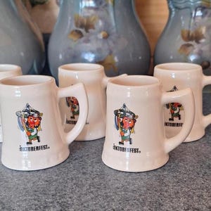 Vintage Ceramic Oktoberfest Mini Mugs - Set of 5