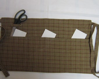 Garden Utility Apron, Half Garden Apron, Plaid Utility Apron, Vender's Apron, Apron With Pockets, Teacher's Apron, Twill Work Apron