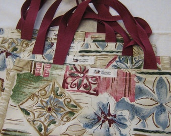 Floral Fabric Shopping Tote Bag, Reusable Grocery Bag