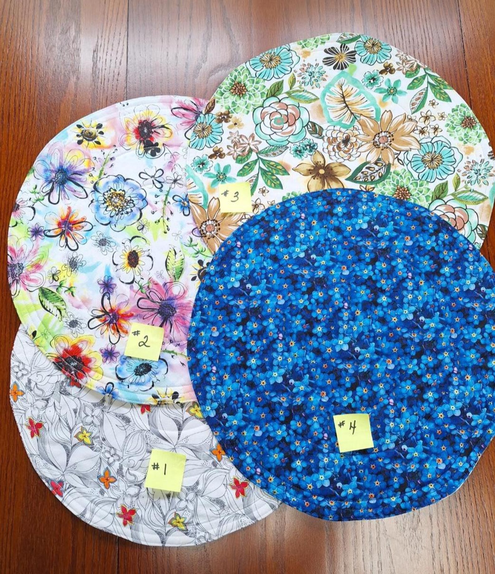 Floral Table Toppers, Round Table Topper, Round Table Runner, Quilted ...