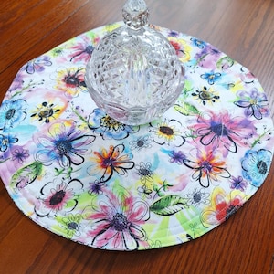 Floral Table Toppers, Round Table Topper, Round Table Runner, Quilted ...