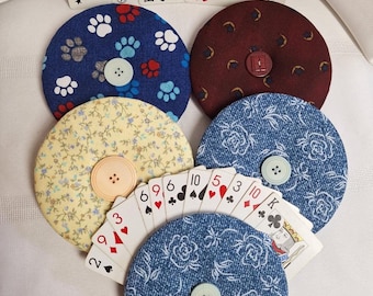 Moon & Stars Playing Card Holder: Paws Fabric Easy-Grip Organizer