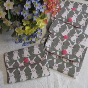 Porte-cartes lapin lapin, portefeuille à deux poches, porte-cartes lapins mignons, porte-cartes de crédit, porte-cartes de visite lapin, porte-cartes pratique