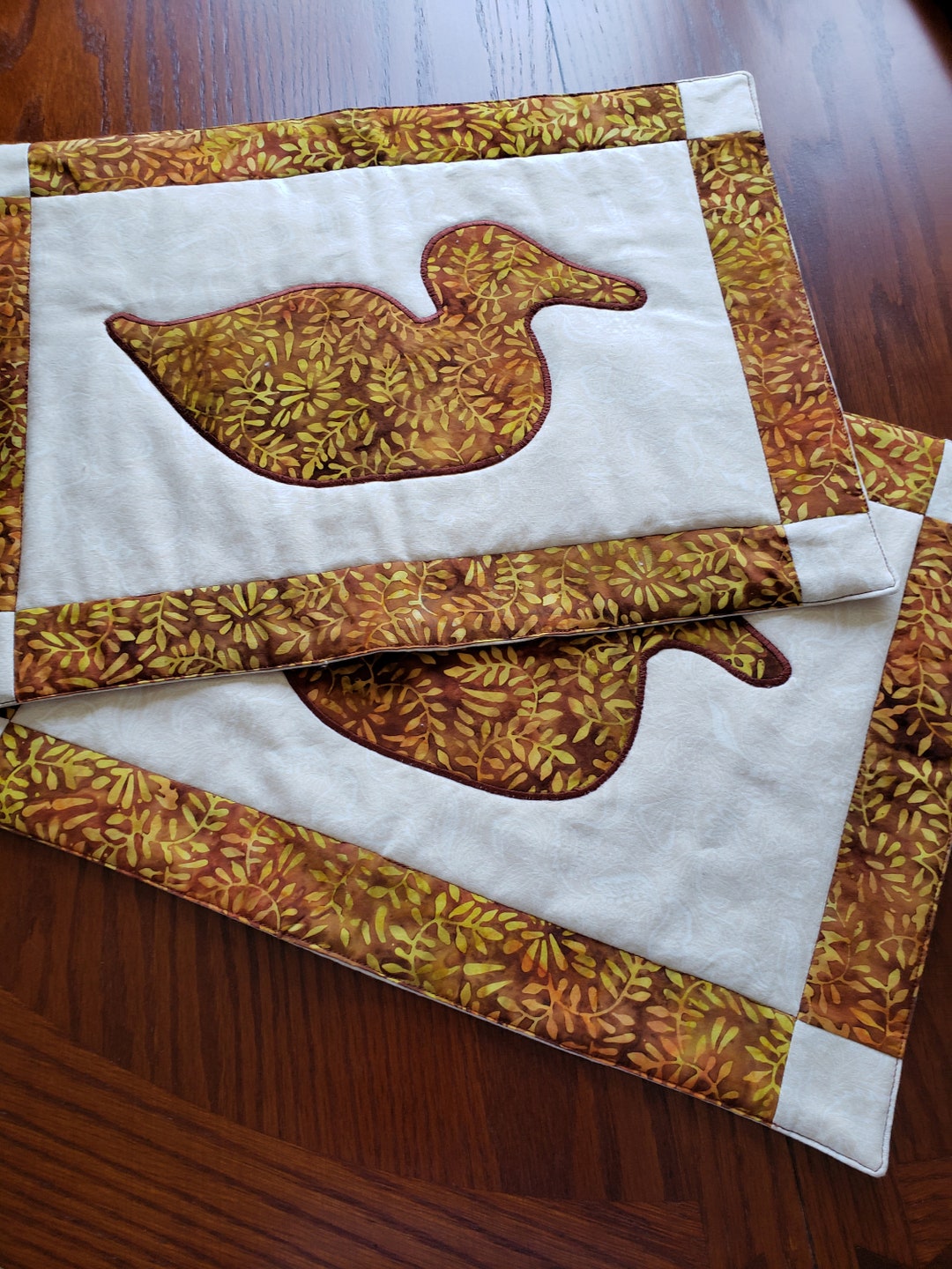 Clearancequilted Duck Placemats Set of Two Duck Appliqued Etsy