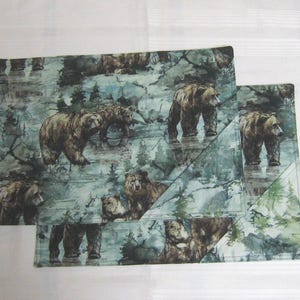Set de table en tissu ours avec porte-ustensiles, décoration de table Wilderness
