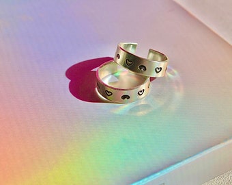 Rainbow & Heart Stamped Ring | LGBTQ+ rings, Pride