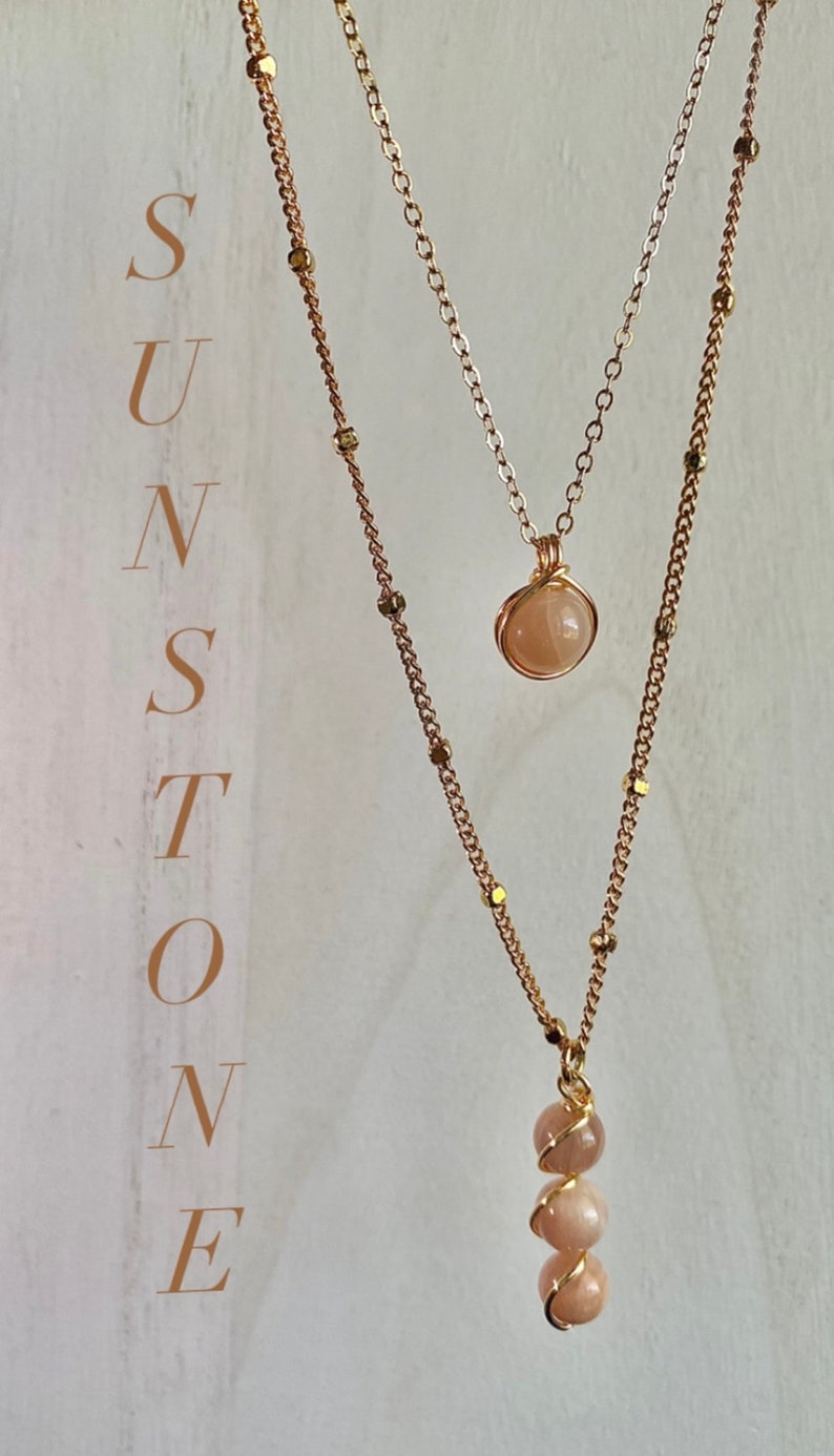 Gold Filled Necklace Sets Triple Stone & Wrapped Stone Necklace Set ...