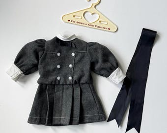 Pleasant Company getaggt American Girl Doll Samantha’s Flannel School Buster Braunes Kleid & Band, komplett - ausgemustert SSO