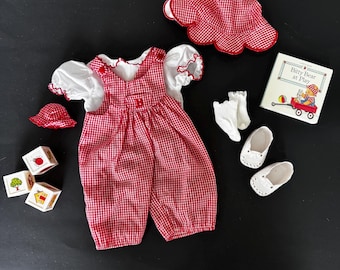 Pleasant Company American Girl Doll Bitty Baby&#39;s Fun in the Sun outfit set 1995 overalls book blocks hat