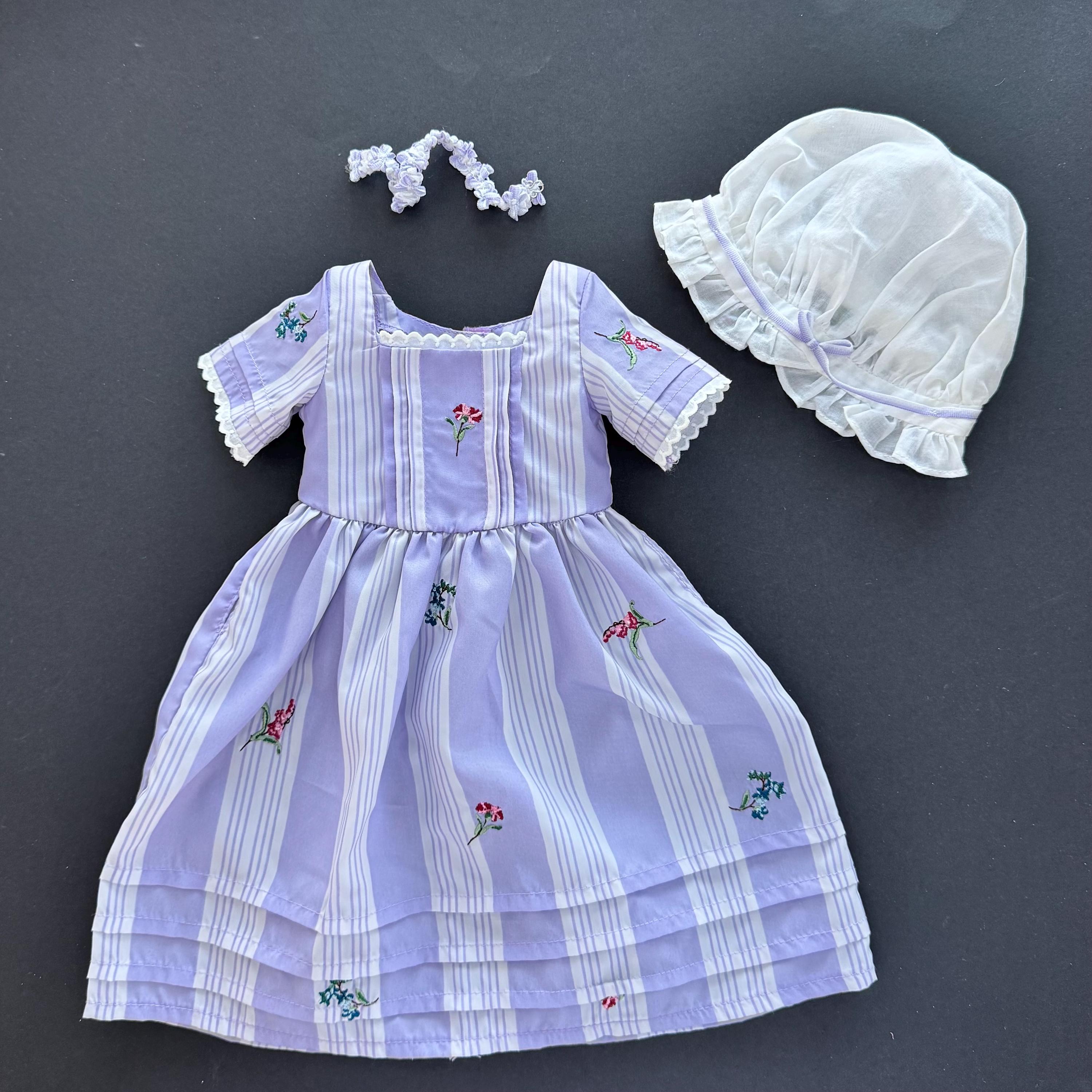 American Girl Doll Felicity's Purple Traveling Gown Set Purple Meet Outfit  Mob Cap Choker, Complete - Retired - Etsy