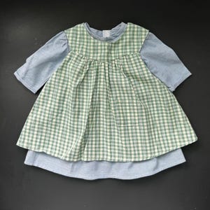 Pleasant Company American Girl Doll Addy’s Work Dress and Apron set outfit blue green gingham