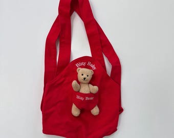 Pleasant Company American Girl Doll Bitty Baby Carrier I 1995 first edition Red twill carrier baby doll & bear holder “little mommy”