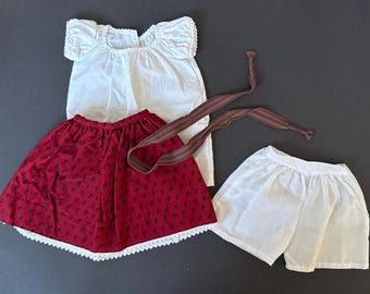 Josefina Montoya American Girl Doll Meet Outfit: Pleasant Company tagged skirt camisa belt drawers