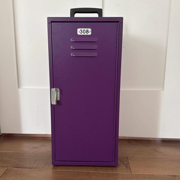 Pleasant Company American Girl of Today doll purple school locker trunk storage 1990’s metal 308 drawers hooks