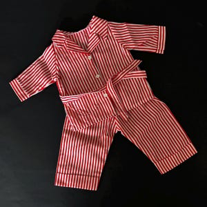 Pleasant Company markierte American Girl Doll Molly’s original rot und weiß gestreifte Pyjamas Set 2 teilige Pyjamas der 1990er Jahre Gute-Nacht-Kollektion