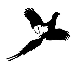 キジと犬の狩猟用デカール（永久ビニール製）