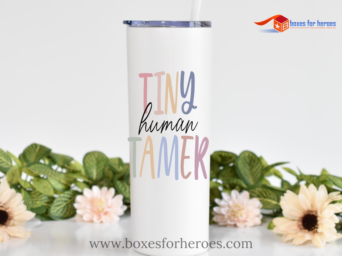 Tiny Human Tamer Tumbler. Unique gift for mom teacher grandparents parent day care worker new mom new dad babysitter nanny Tiny Tamer-basic