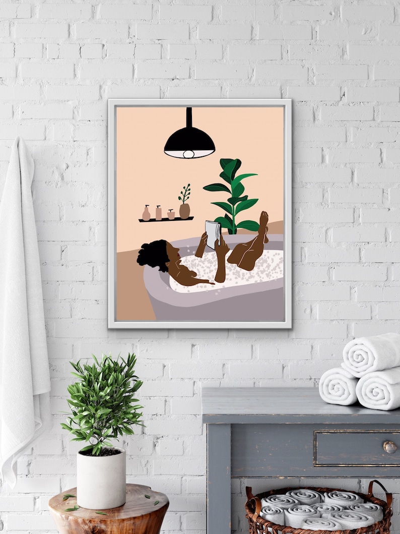 Bathroom Wall Decor Black Woman Wall Decor African American Etsy