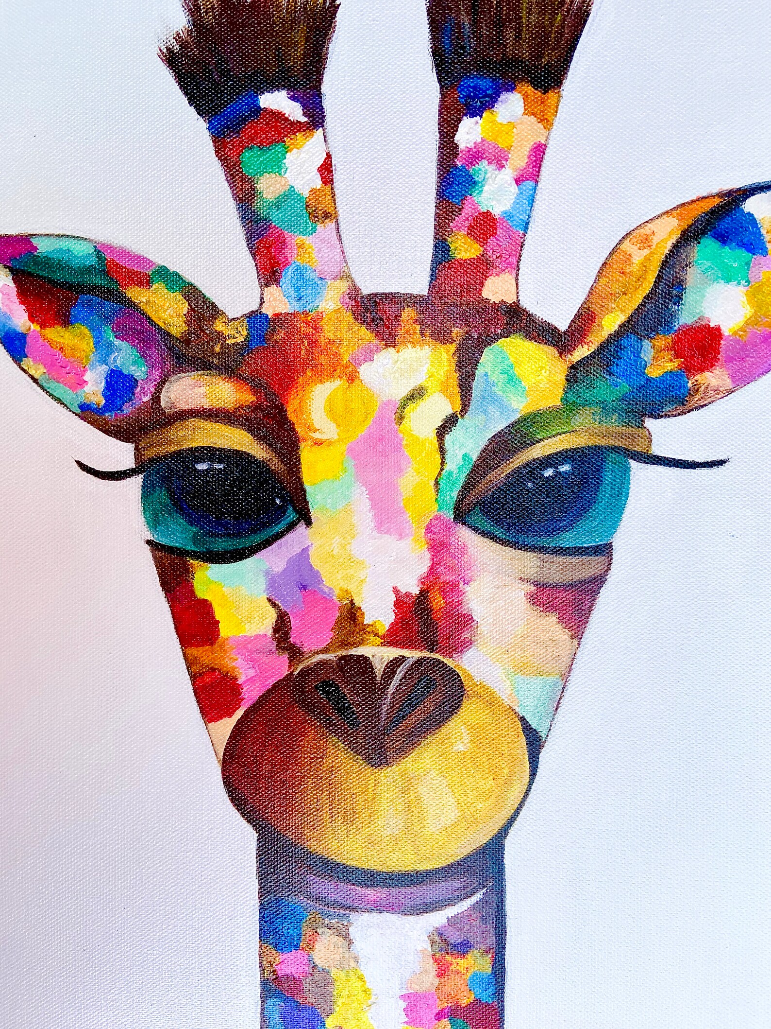 Colorful Giraffe Pop Art Original Hand Painting Acrylic Animal Etsy