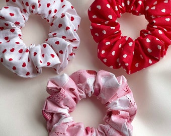Valentine’s day scrunchies gift set | Galentines day hair ties | heart scrunchie bundle | Galentines day gift to girlfriend | love scrunchie