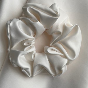 Bride scrunchie white satin scrunchies set Ivory scrunchie bulk bridesmaid scrunchie gift bride hair tie bachelorette party favor large