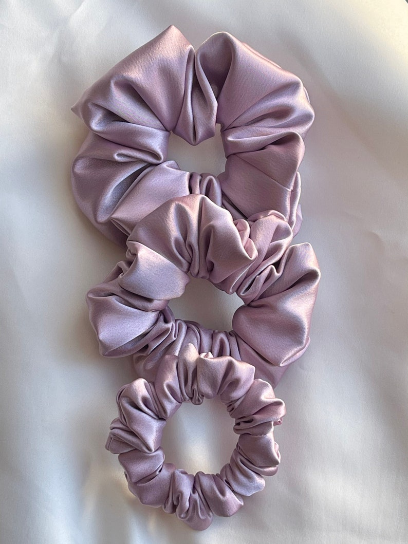 Lilac satin scrunchies set scrunchies pack oversized scrunchie bridesmaid scrunchie gift for her satin hair tie purple scrunchie