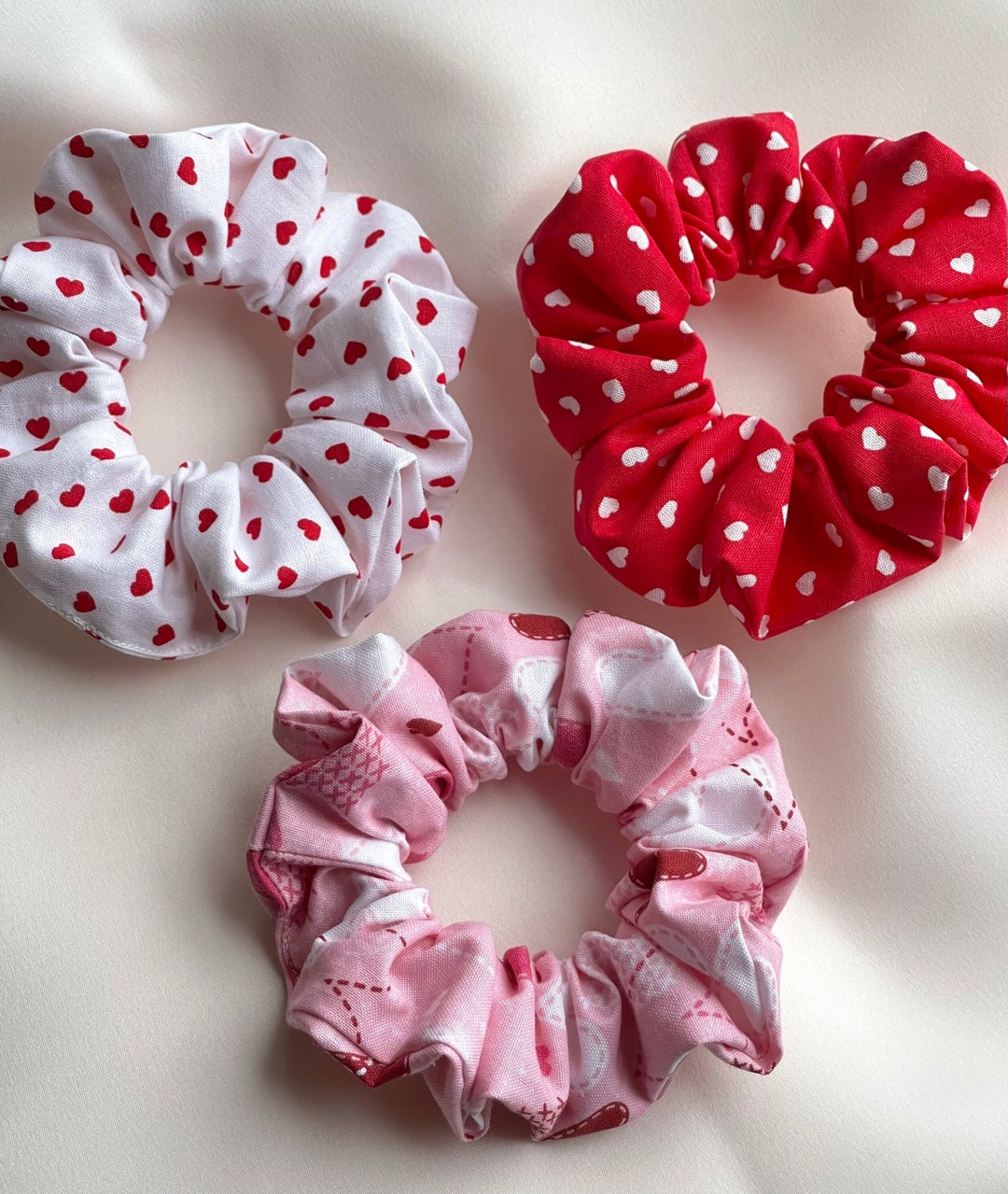 Valentines Day Scrunchies Gift Set Galentines Day Hair Ties Heart