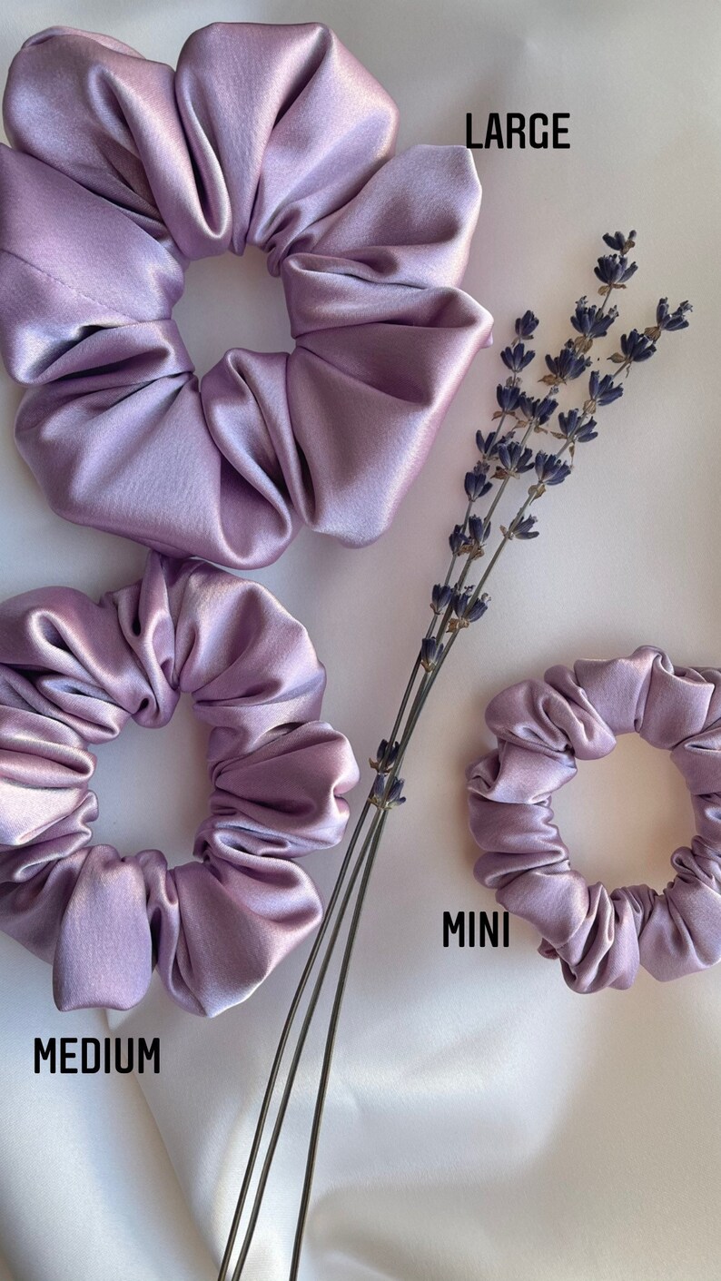 Lilac satin scrunchies set scrunchies pack oversized scrunchie bridesmaid scrunchie gift for her satin hair tie purple scrunchie