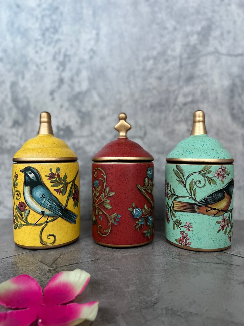 Traditional Pattern Style Retro Style Ceramic Tea Coffee Spice Sugar Storage Jar 
