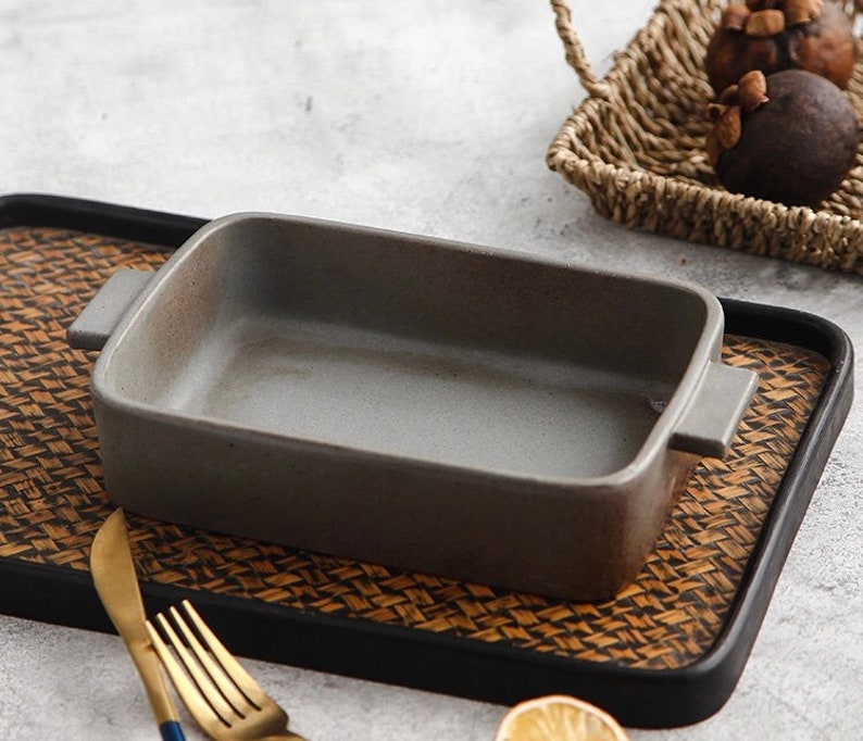 Personalized Ceramic Baking Dish Tray Oven Plate With Handles Etsy