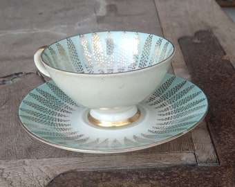 Real ART DECO Gold painted Mitterteich Bavaria 049 Very Unique Cup and Saucer