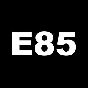 May include: White text on a black background reads "E85".