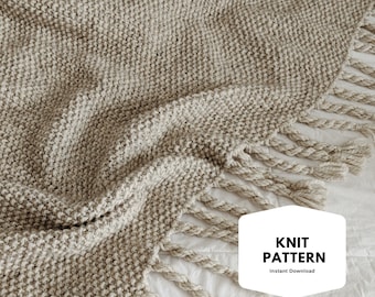 KNITTING PATTERN | Blanket, Throw, Afghan | Twisted fringe tassels, chunky | The Arctic Throw