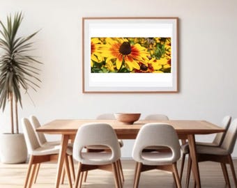Sunflower Wall Art Print – Bright Yellow Flower Photography, Nature Fine Art Print, Botanical Home Décor, Summer Floral Art