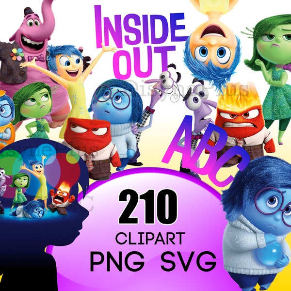 Inside Out Clipart PNG, Inside Out SVG, Inside Out Clipart, Anger Joy Sadness Disgust Fear png svg, Inside Out Font Alphabet