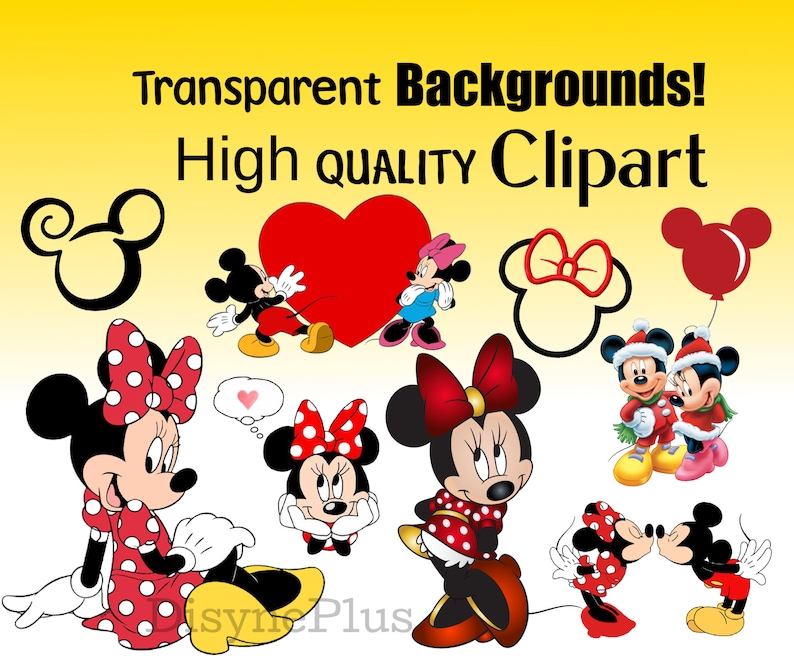 May include: A collection of red, black, and white cartoon images of Mickey Mouse and Minnie Mouse. The images include Mickey and Minnie holding a red heart, Mickey and Minnie kissing, Mickey and Minnie wearing Santa hats, and Mickey and Minnie with a red balloon.