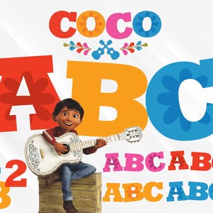 Alfabeto de Coco, Alfabeto y números de Coco, Letras de Coco, Clipart de Coco, PNG de Coco, Alfabeto de Coco